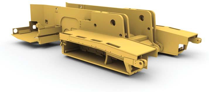 Large diameter, robust hinge points with replaceable hardened steel pins and bushings for the cutting head, gathering head and conveyor.