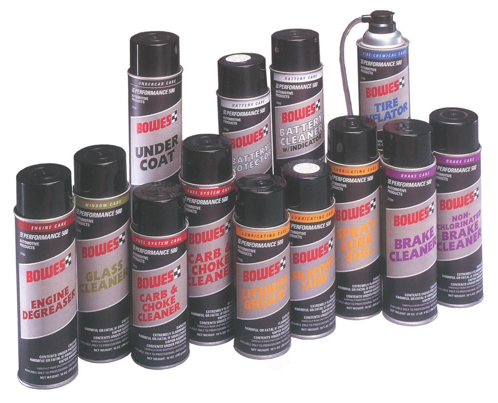 AEROSOL CHEMICALS CHEMICAL AEROSOLS Bowes has a wide coverage of products in its Aerosol Chemical Line.