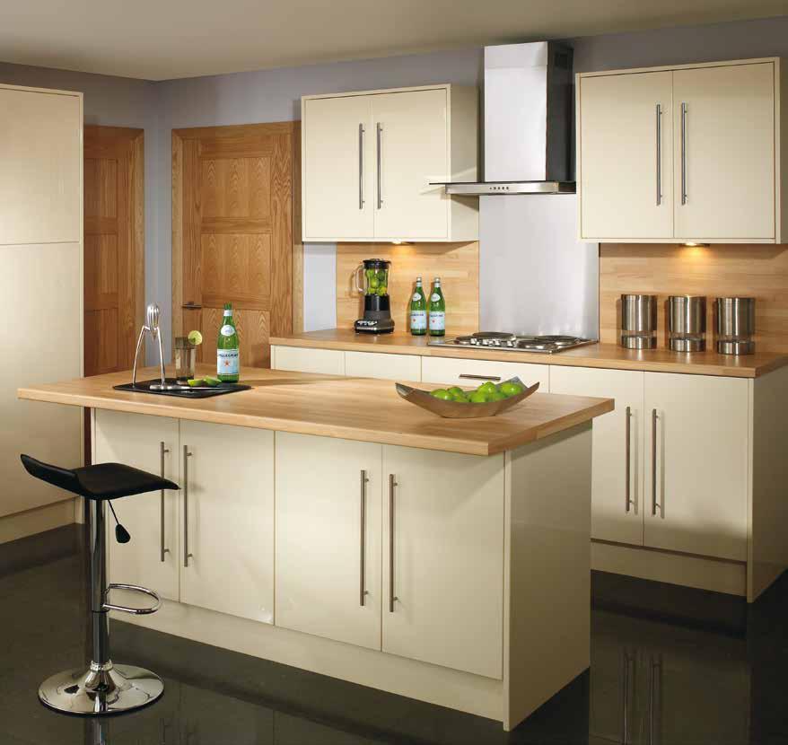 Estilo The Estilo range is perfect for a striking look with an emphasis on style. Complement the flat panel doors with matching handles and accessories in chrome and pewter.