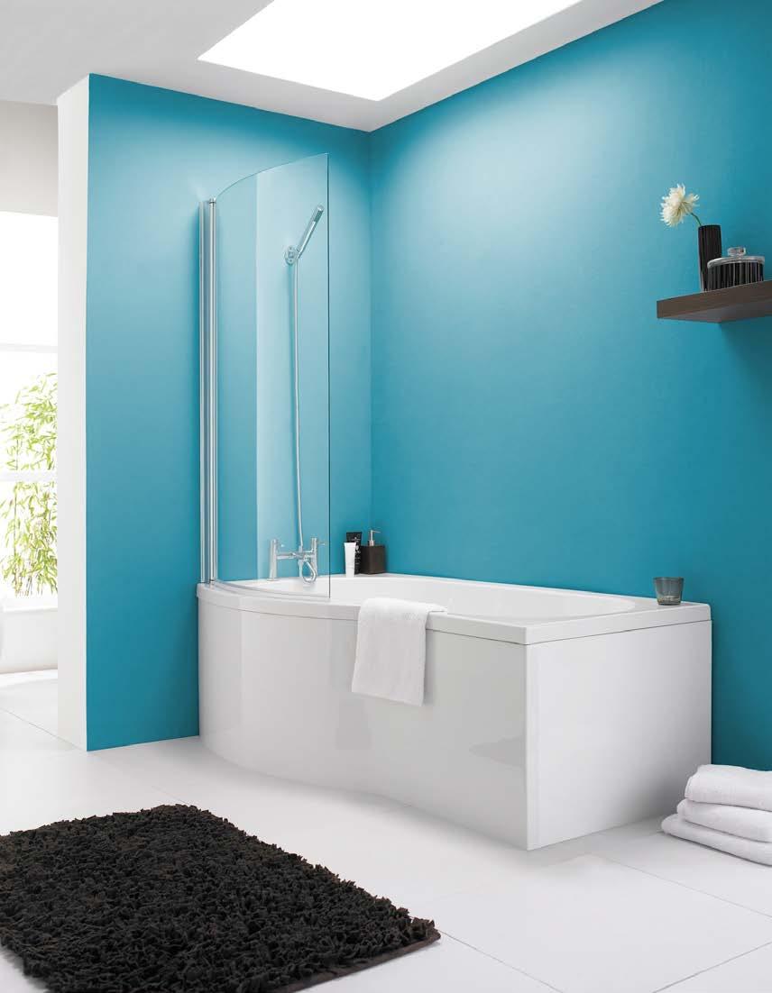 16 Baths Alexander James Bath Collection Knedlington P Shaped Shower Bath c Bath Screen Dimensions Left hand bath shown Bath is available in left hand or right hand, please state which hand you