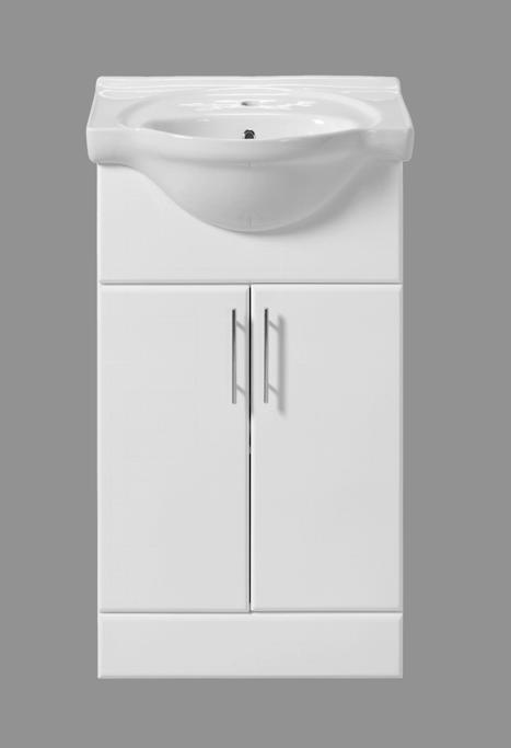 Furniture 33 Shine Collection 850mm Vanity Unit & Basin High Gloss White Soft Close Door Hinges
