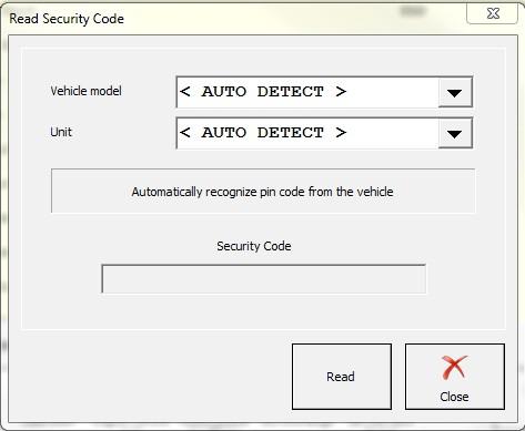 When selecting the Read security code function