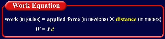5.1 Work Calculating Work The amount of work done depends on the amount of force exerted and the distance over which the force is