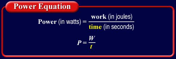 5.1 Work Calculating Power To calculate power, divide the work done by the time that is required to do