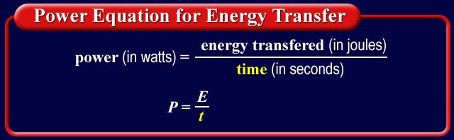 5.1 Work Power and Energy Just as power is the rate at which work is done, power is also the rate at which energy is transferred.