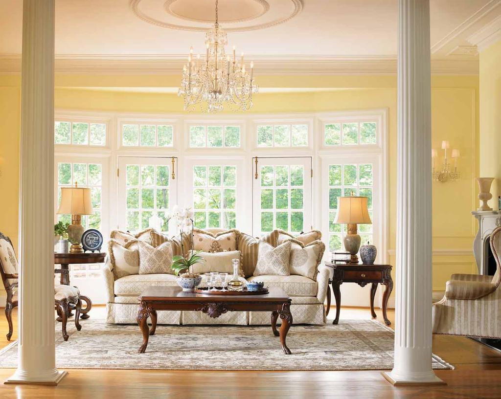 LIVING ROOM Stately living finds its inspiration in the marriage of elegant traditional design and the comfort of luxurious seating.