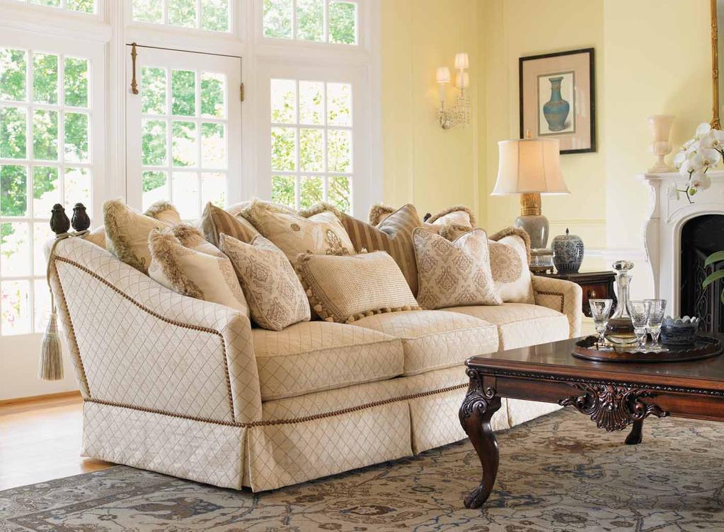 The Torrington Sofa was inspired by the innovative design of the original ratchet arm sofa, whose