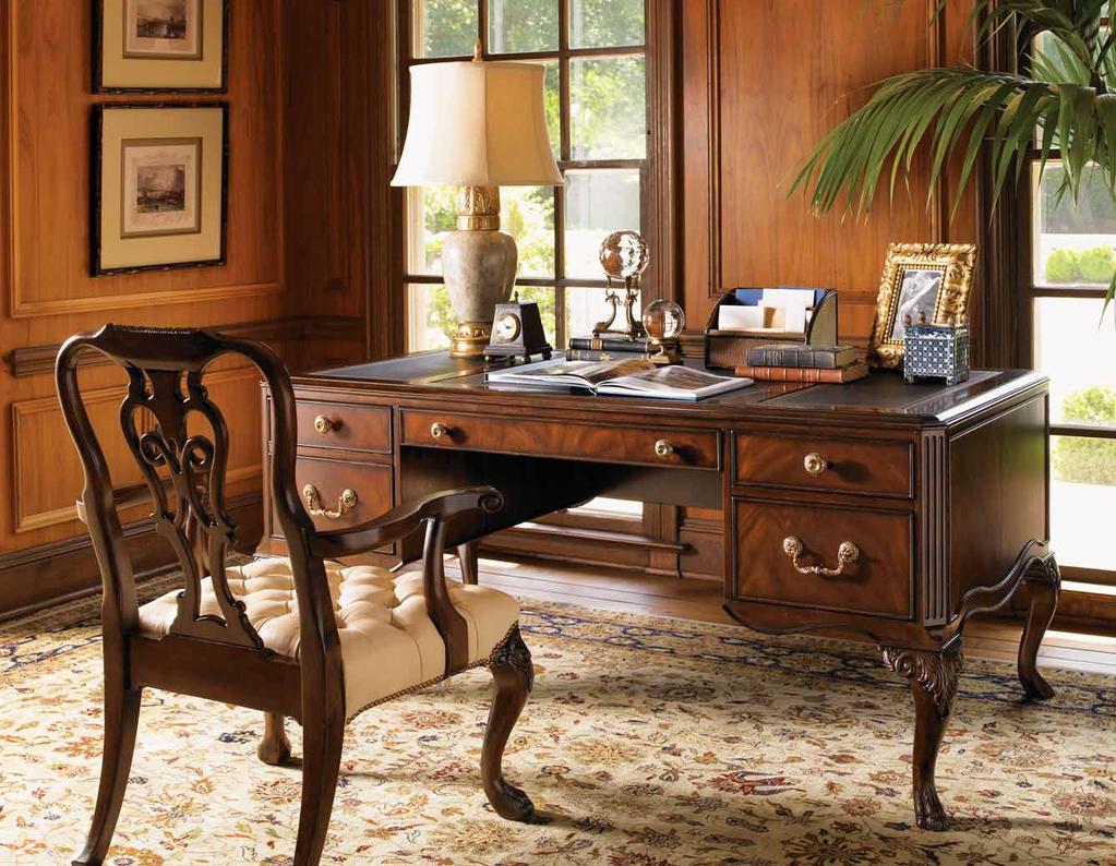 The top of the Viceroy Desk is detailed with three