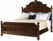 BEDROOM 452-133C CAMBRIDGE PANEL BED 5/0 QUEEN Brass rosettes and ferrules Headboard 67.25W x 71.75H in. Post 58.5H in. Footboard 67W x 32H in. Overall length 90.5 in. Bottom of side rail to floor 8.
