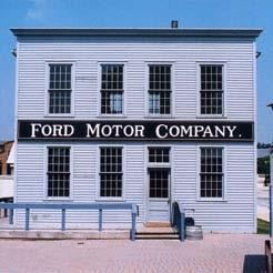 Ford Motor Company (#32 on Greenfield Village map) After two attempts to establish a company to manufacture automobiles, Ford Motor Company was incorporated in 1903 with Henry Ford as vice president