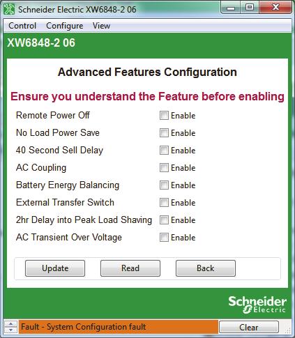 Configuring Conext XW/XW+/SW Inverter/Chargers Setting Stacking Description Conext XW+ only: For a multi-unit system to operate, one inverter/charger must be configured to SplitPhMaster and the rest