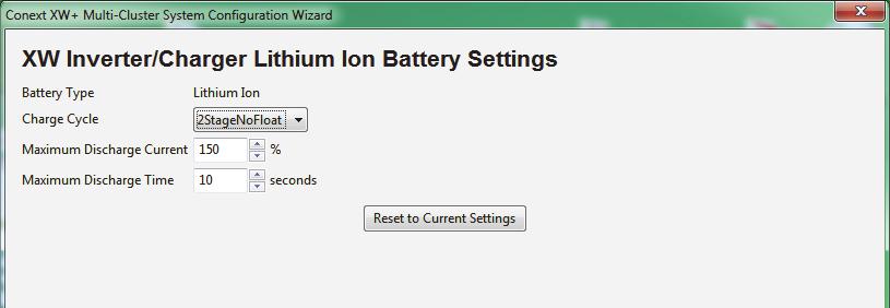 Using the Configuration Wizard Figure 2-33 Setting the Lithium Ion Battery Settings Setting Battery Type Charge Cycle Maximum Discharge Current Maximum Discharge Time Description Preset to Lithium