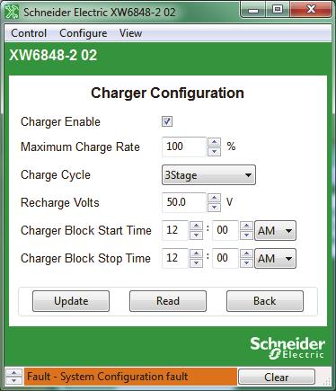 Device Configuration Charger Configuration Charger Configuration gives you options for configuring the inverter/charger to operate from your battery bank.