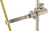 SPECIALTY Thermometer Swivel Clamp Holds glass tubes and thermometers 114mm (4.49") from support rod. Clamp features safety adjust spring plate jaws that adjust to any angle with locking wing nut.