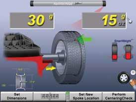 agent. The ServoDrive activated laser lines are projected onto the rim flange when the wheel weight position is located.