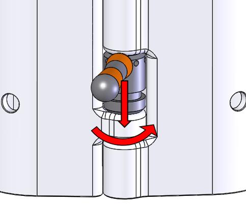 Step 2: Insert LockBracket-tool into the LockBracket. Apply a downwards force to the tool and turn it as shown. This rotation unlocks and removes the LockBracket from the module.