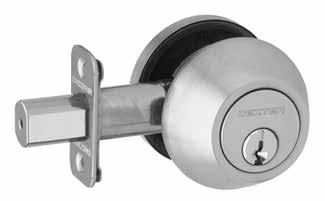 E2153 Single Cylinder Deadbolt Deadbolt thrown or retracted by key from outside or by inside turn unit. Bolt automatically deadlocks when fully thrown.