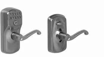 BE/FE Series - Keypad Locks Schlage - BE/FE BE365 PLY BE365 CAM BE365 Keypad Deadbolt Deadbolt thrown from outside by keyway turn after pressing Schlage button or by inside thumbturn.