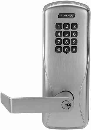 Schlage - Electronic Locks CO 100 - Offline Electronic Lock Standard Features: Manually Programmable Up to 500 unique 3-6 digit PIN codes stored on the lock ANSI/BHMA A156.