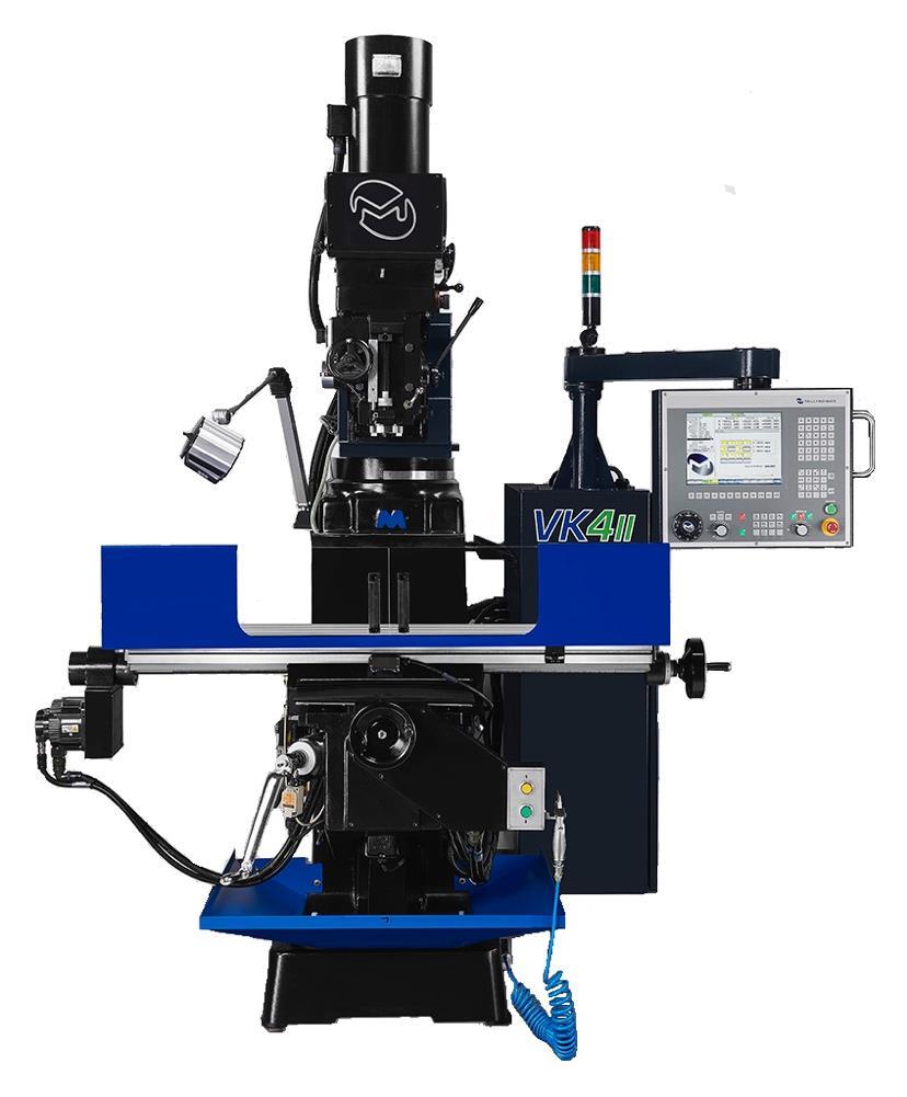 VK4II 3-Axis CNC Knee Mill Machine shown with options FEATURES Milltronics 8200-B Series CNC Control Program Conversationally or G-Code 12" LCD Color Display Solid Model Graphic Display 1 GB RAM, 2