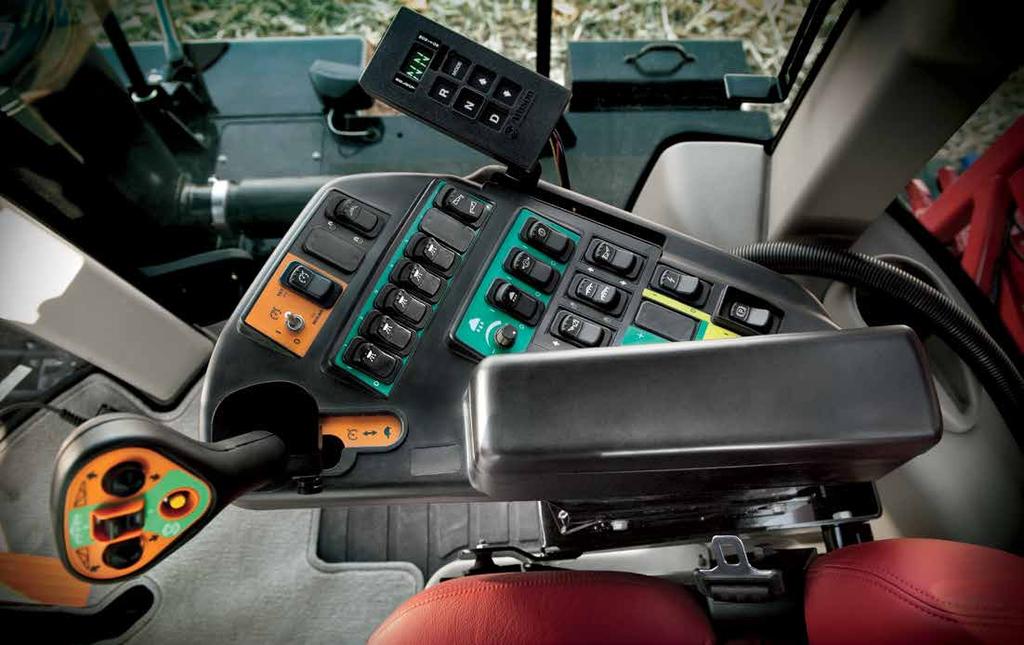 TAKE CONTROL. Chassis and application control switches are ergonomically placed attached directly to the operator s seat or in the headliner to the right of the operator.