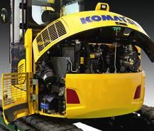 Easy Maintenance Excellent serviceability Komatsu designed the PC88MR-10 with an easy access to all service points.