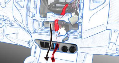 3-4 Large Wire Ties (x3) (e) Route the V5 harness toward the passenger side glove