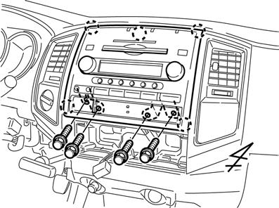 (Fig. 1-9) (1) Remove 4 bolts. (2) Disconnect all connectors from the audio unit.