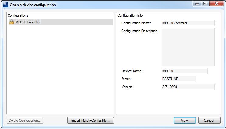 3. The MPC-20 Controller configuration screen will appear as follows: There are two options for configuring the software, and the next two sections describe each: Walkthrough: a
