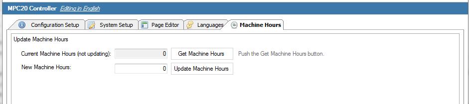 At the same time, the Page Viewer window will appear as follows: Machine Hours The Machine Hours tab provides a method of updating the machine hours.