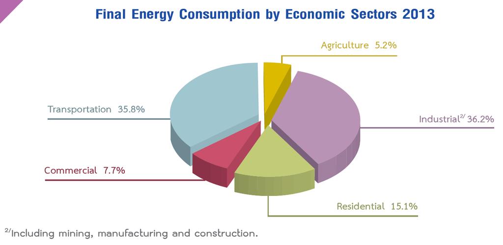 Final Energy Consumption by Economic Sectors 2013 Source: Department of