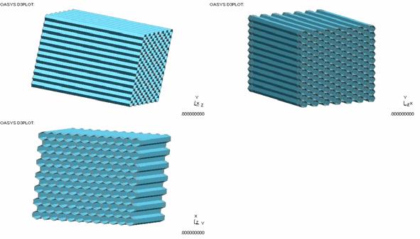 Base Tension Shear Simple Finite element shell models of honeycomb to
