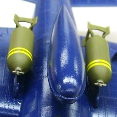 (Photo 004) The HVAR rocket tips were painted olive drab before the tips were masked off and the body painted Model