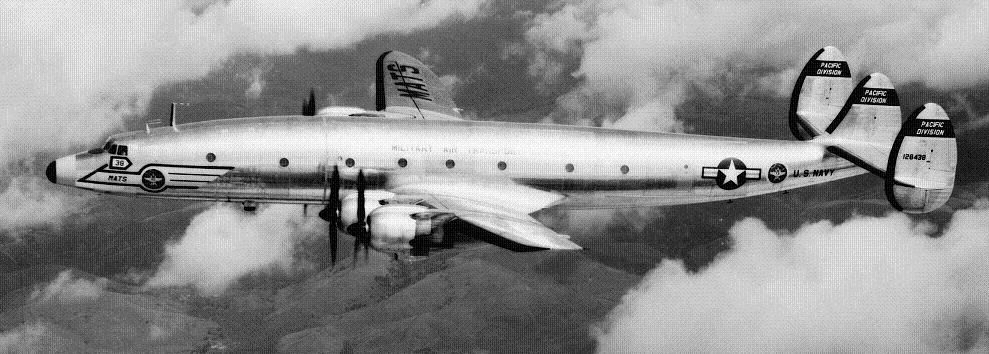 R7V Lockheed span: 123', 37.49 m length: 113'7", 34.62 m engines: 4 Wright R-3350-91 max.