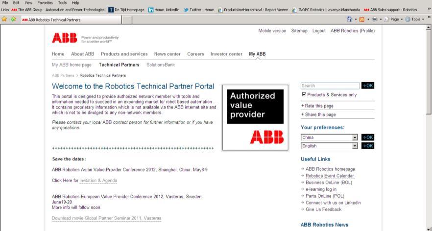 ABB Value Provider Program Channel Partner Portal Password controlled access to eg: Product