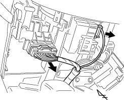 26. Locate and disconnect the white 13P and black 12P connector from the lower part of the steering wheel area. (Fig. B 19) 27.