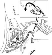 2. Plug in the V5 harness white 14P connectors between the vehicle harness white 14P connector and the driver side cowl area. (Fig. B 2) i.