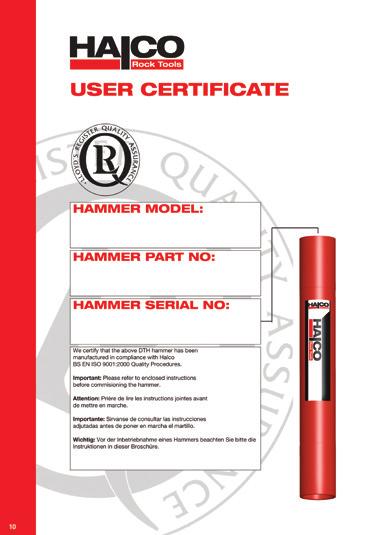 COMMISSIONING DTH HAMMERS Safety Always wear the correct safety equipment.