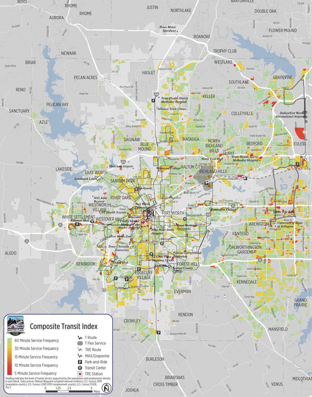 Note: These maps indicate underlying transit demand on a block
