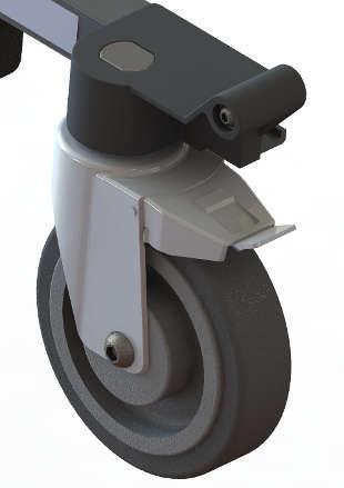 - Lever to unlock revolving front wheels.