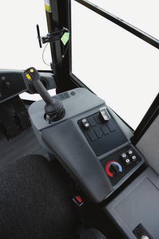 The newly restyled implement pod provides superior comfort through the full length adjustable armrest.