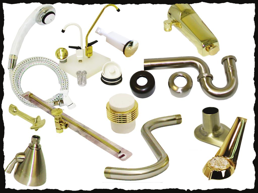 Full range of accessories available including handles, escutcheons, tub spouts, strainers, p-traps, air-gaps, soap dispensers, and much more.