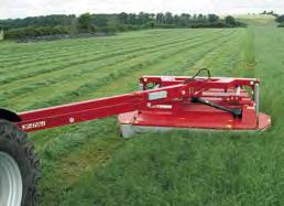 Trailed disc mowers with conditioner GMS Flex With the Top Safe Anti Crash System see page 17. The cutter bar is equipped with HD discs and profile blades. Both with long life.