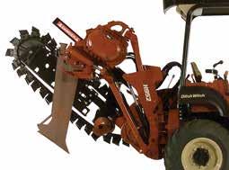 RT45 TRACTOR ATTACHMENTS U.S. METRIC H516 TRENCHER H331 VIBRATORY PLOW DIMENSIONS Angle of departure 22 Cover depth, feed blade, max 24 in 610 mm Transport length, plow w/blade 169 in 4.