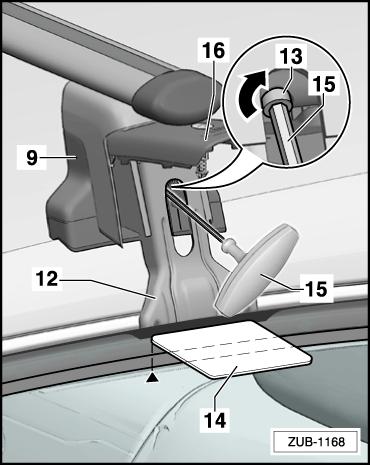 Hold the claw fastener -12- in the installation position and gently tighten the bolts -13- using the torque wrench -15-.