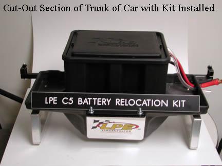 LPE C5 Battery Relocation Kit The LPE C5 Corvette battery relocation kit improves vehicle weight distribution by moving weight to the rear of the vehicle.