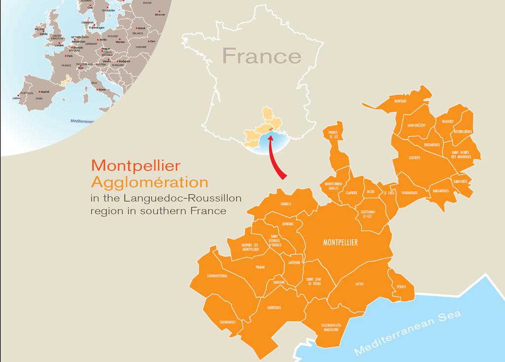 THE CASE OF MONTPELLIER : A GLOBAL APPROACH OF SUSTAINABLE MOBILITY For mobility policy, Montpellier Agglomération has defined a global approach that covers all mobility-related programs: Limiting