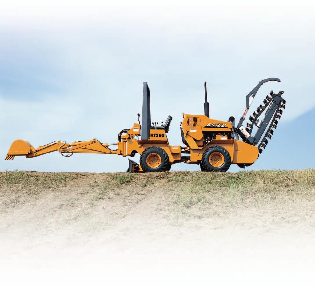 SD100 Backhoe Add an SD100 backhoe to your RT360 for the increased performance and versatility you need when taking on those bigger jobs like digging holes for service connections at each end of the