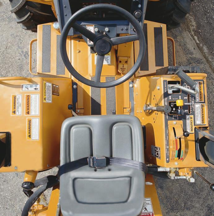 All attachment controls are located within easy reach from the operator s seat. The seat swivels to provide operating comfort when working with rear-mounted attachments.