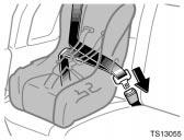 If the driver s seat position does not allow sufficient space for safe installation, install the child restraint system on the rear right seat. TS13055 1.
